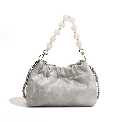 Beaded Portable New Chinese Style Bag Fashion Bucket Bag Velvet Chain Messenger Bag