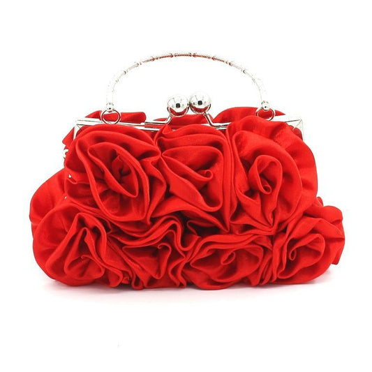 Ladies Portable Satin Flower Evening Bag