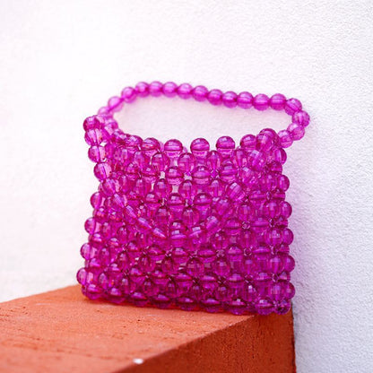 Creative Fashion Design Crystal Grape Purple Transparent Beaded Bag