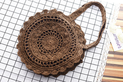 Round straw flower bag