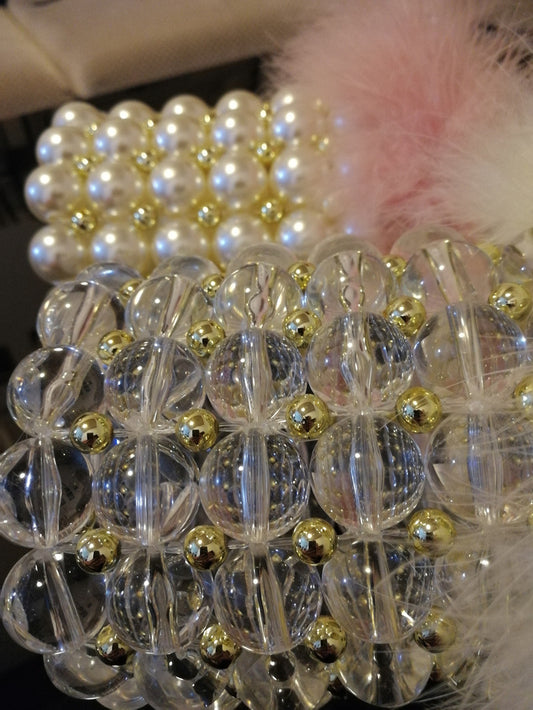 Retro Ladies And Fairies Single-shoulder Beaded Pearl And Fur Bucket Bag