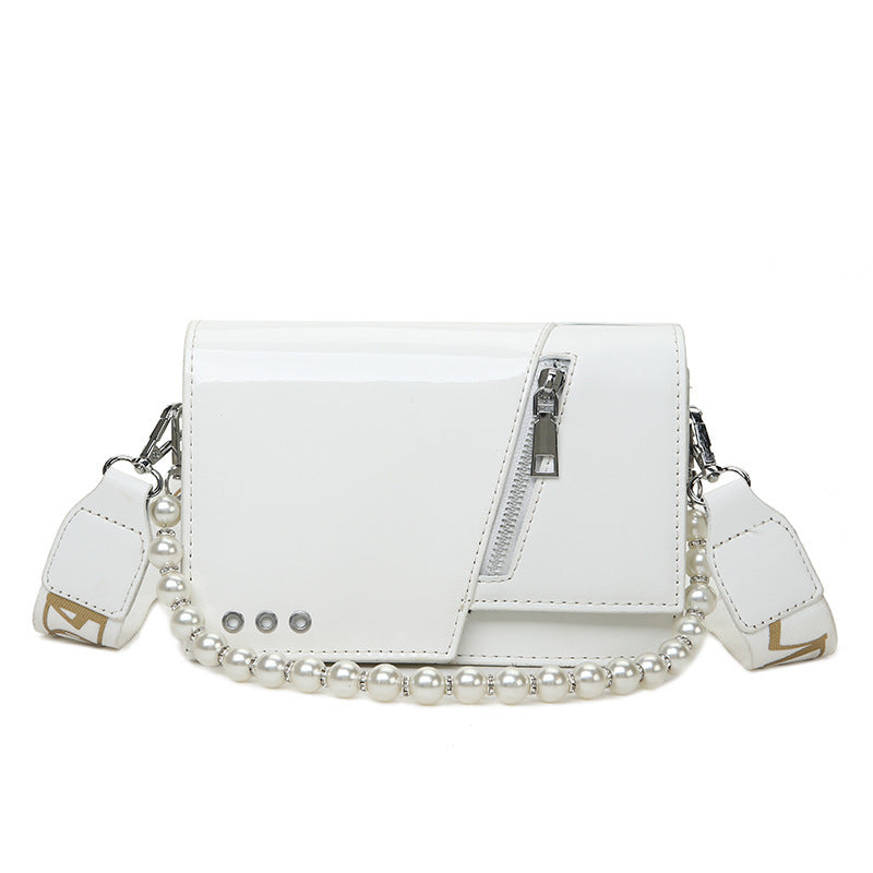 Beaded Wide Shoulder Strap Portable Small Square Bag