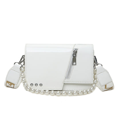 Beaded Wide Shoulder Strap Portable Small Square Bag