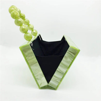 Acrylic Dinner Bag Beaded Handle Small Square Bag