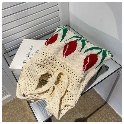 Flower Tulip Vintage Knitted Shoulder Bag