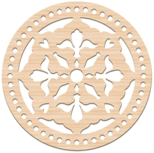 2pcs Wooden Round Hollow Flower Pattern Bag