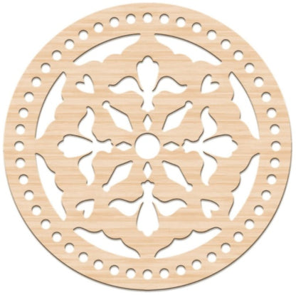 2pcs Wooden Round Hollow Flower Pattern Bag