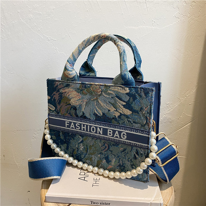 Plaid Beaded Printed Fashion Crossbody Square Bag