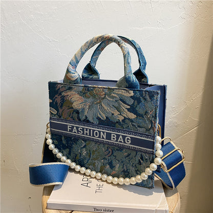 Plaid Beaded Printed Fashion Crossbody Square Bag