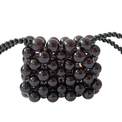 Mini Color Transparent Handmade Beaded Bag Imitation Pearl One-shoulder Diagonal