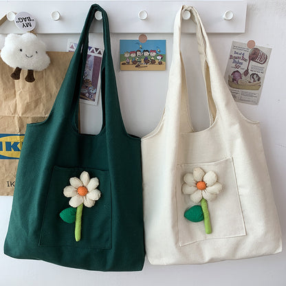 Flower Art Colorful Red Canvas Bag