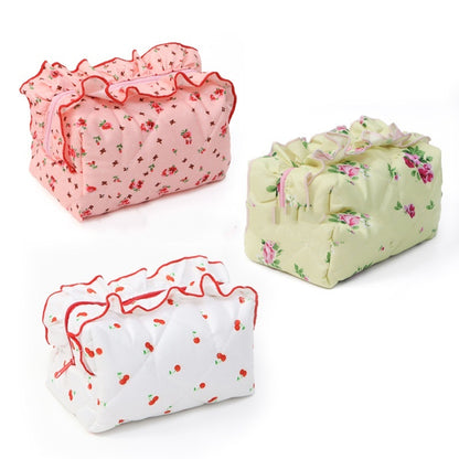 New Rose Flower Lace Quilting Cosmetic Bag