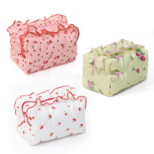 New Rose Flower Lace Quilting Cosmetic Bag