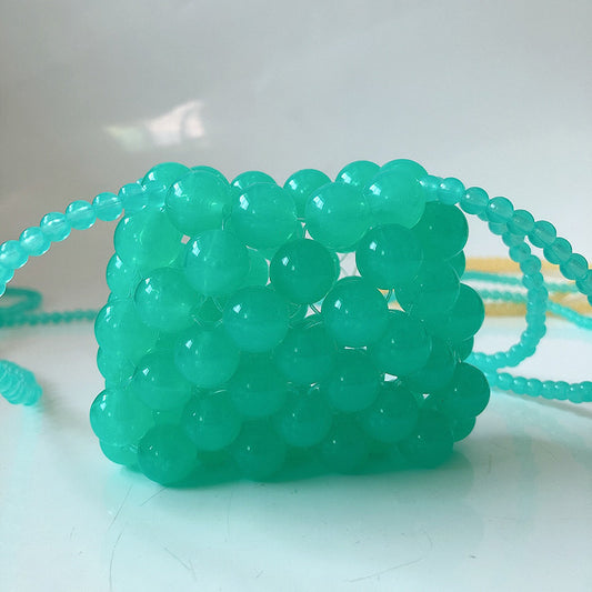 Mini Color Transparent Handmade Beaded Bag Imitation Pearl One-shoulder Diagonal