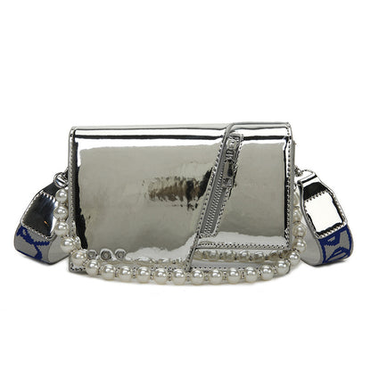 Beaded Wide Shoulder Strap Portable Small Square Bag