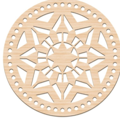 2pcs Wooden Round Hollow Flower Pattern Bag