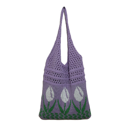 Flower Tulip Vintage Knitted Shoulder Bag