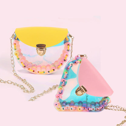 Handmade DIY Toy Colorful Princess Beaded Bag Girl Bag Manual Puzzle Wear Bead Assembling Material Package