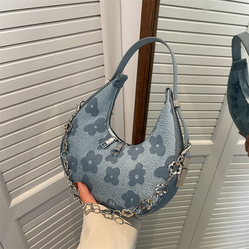 Fashionable Velvet Flower Carrying Shoulder Bag
