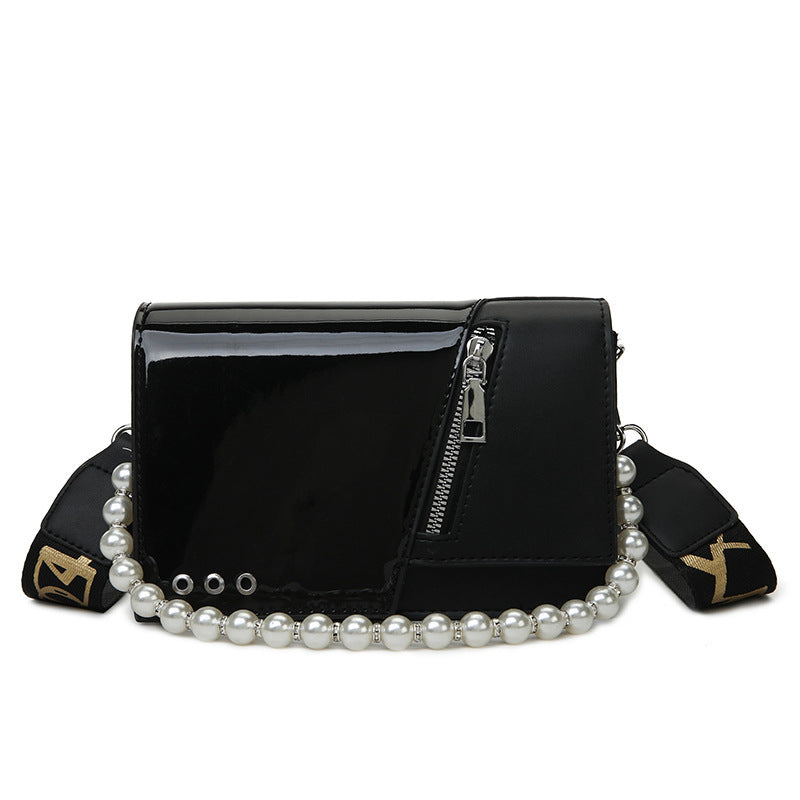 Beaded Wide Shoulder Strap Portable Small Square Bag