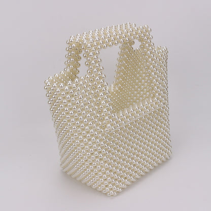 Pearl Frame Beaded White Tote Bag Frame