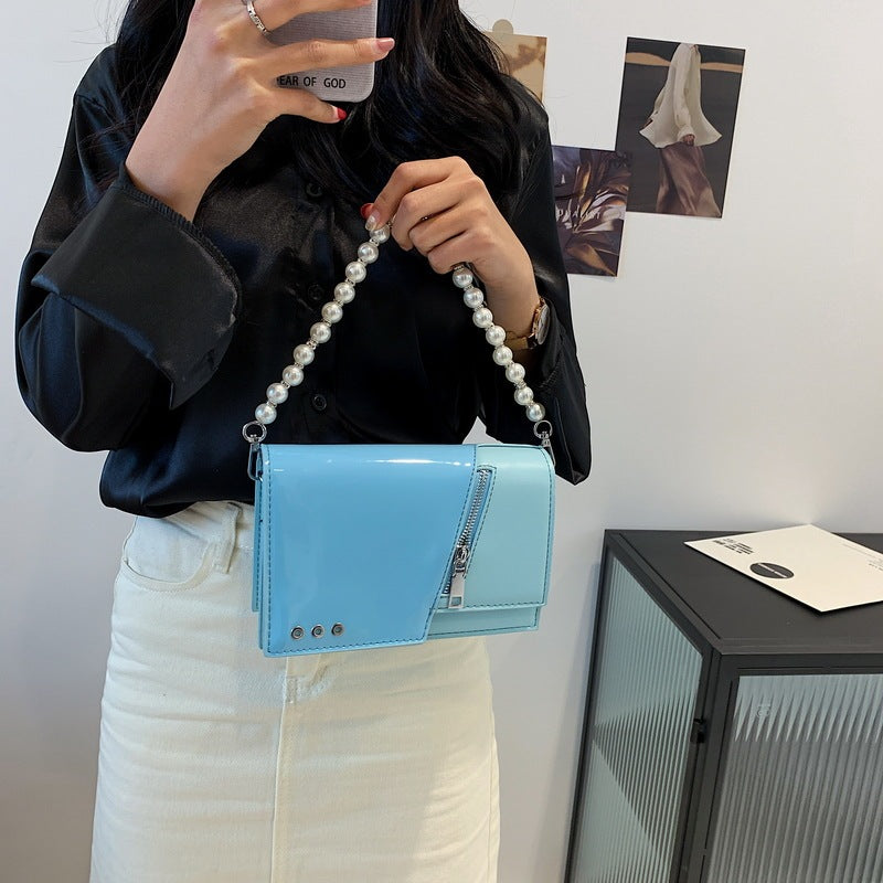 Beaded Wide Shoulder Strap Portable Small Square Bag