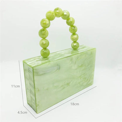 Acrylic Dinner Bag Beaded Handle Small Square Bag
