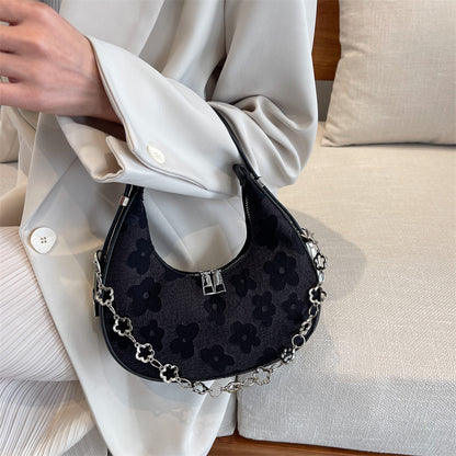 Fashionable Velvet Flower Carrying Shoulder Bag