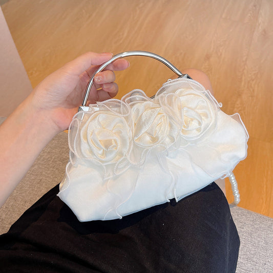 Vintage Pearl Portable Rose Flower Fairy Bag