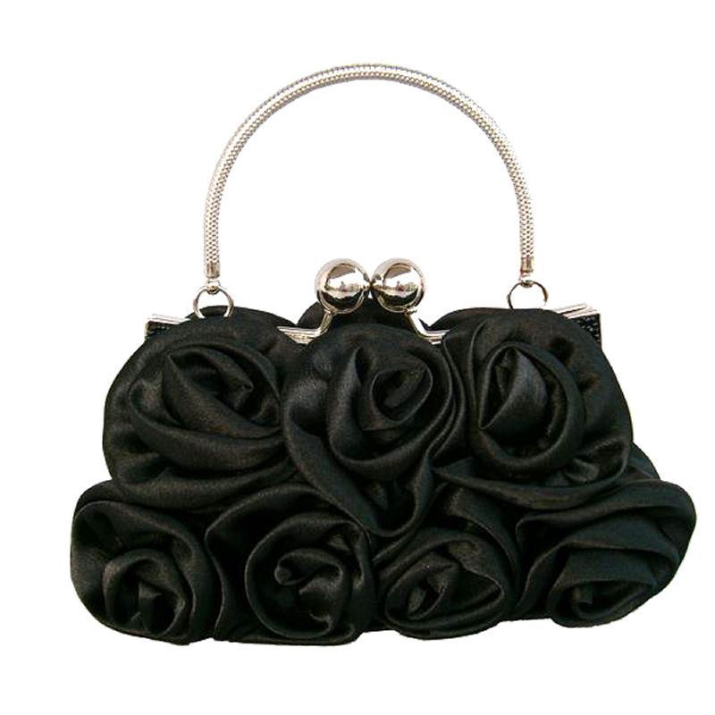 Ladies Portable Satin Flower Evening Bag