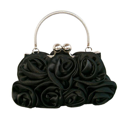 Ladies Portable Satin Flower Evening Bag