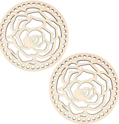 2pcs Wooden Round Hollow Flower Pattern Bag