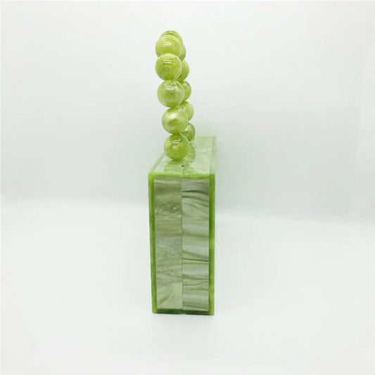 Acrylic Dinner Bag Beaded Handle Small Square Bag