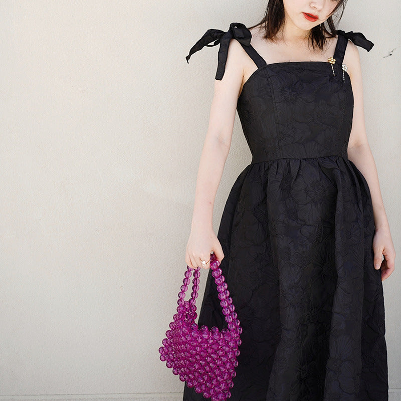 Creative Fashion Design Crystal Grape Purple Transparent Beaded Bag