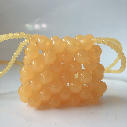 Mini Color Transparent Handmade Beaded Bag Imitation Pearl One-shoulder Diagonal