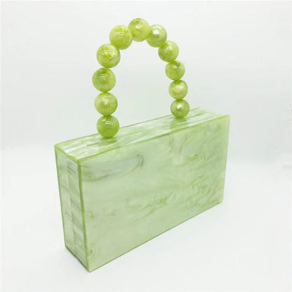 Acrylic Dinner Bag Beaded Handle Small Square Bag